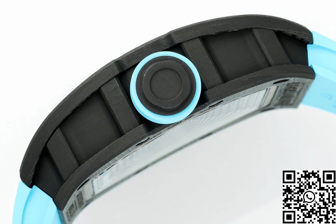 Durable Richard Mille RM-055 APS Factory NTPT Carbon Fiber Black Case Blue Band 2425