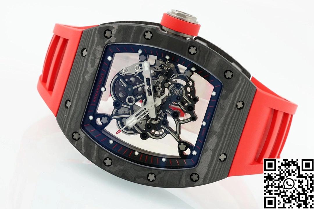 Richard Mille RM-055 APS Factory NTPT Carbon Fiber Black Case Red Band GoodFit 2412