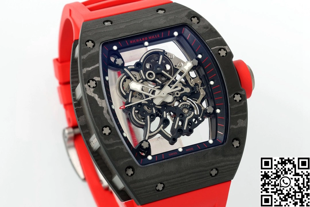 Richard Mille RM-055 APS Factory NTPT Carbon Fiber Black Case Red Band GoodFit 2412