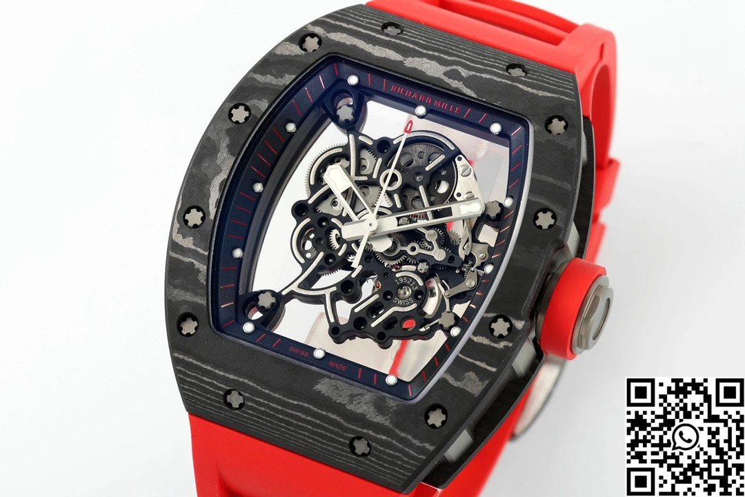 Richard Mille RM-055 APS Factory NTPT Carbon Fiber Black Case Red Band GoodFit 2412