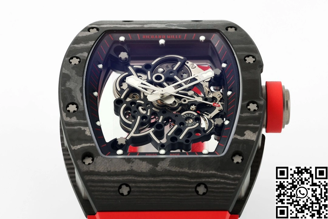 Richard Mille RM-055 APS Factory NTPT Carbon Fiber Black Case Red Band GoodFit 2412