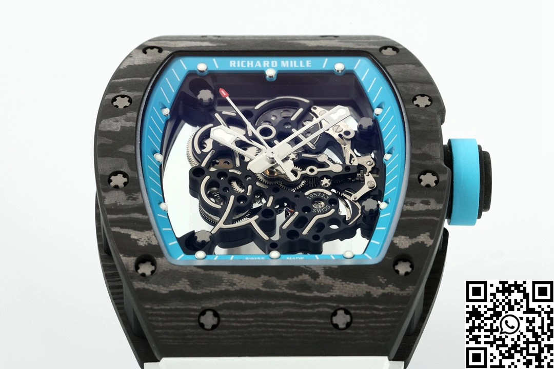 TopPick Richard Mille RM-055 APS Factory NTPT Carbon Fiber Black Case White Band Green Rehault 2413