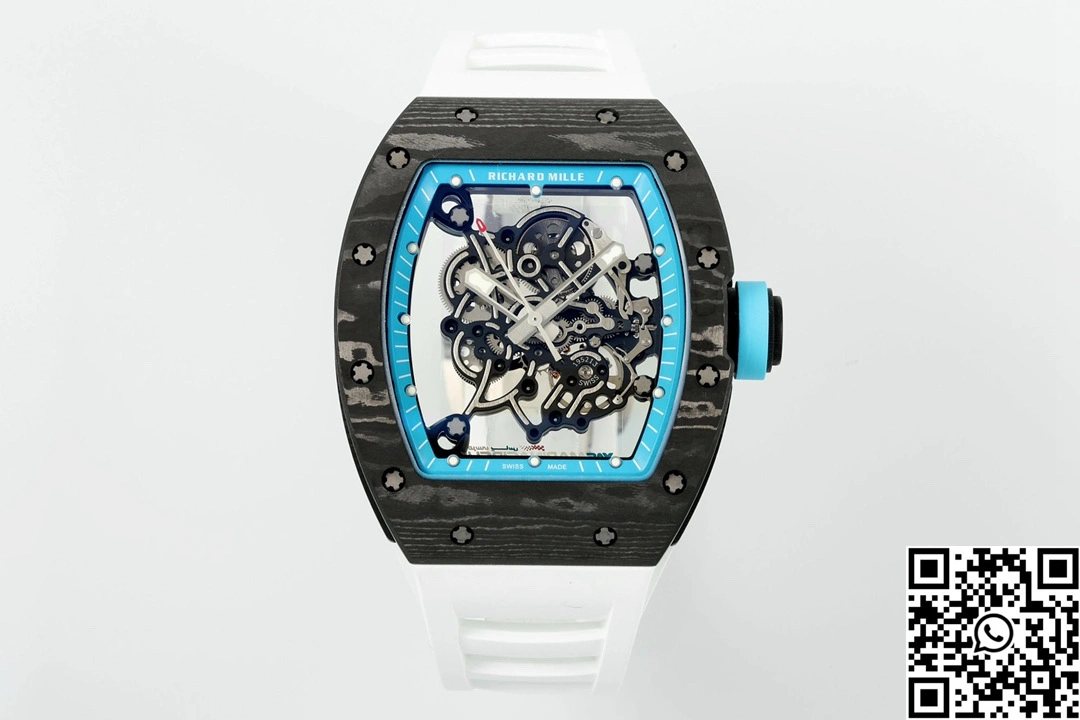 TopPick Richard Mille RM-055 APS Factory NTPT Carbon Fiber Black Case White Band Green Rehault 2413