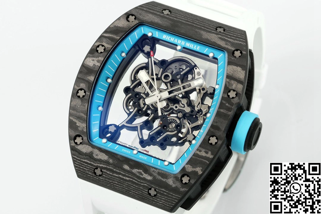 TopPick Richard Mille RM-055 APS Factory NTPT Carbon Fiber Black Case White Band Green Rehault 2413