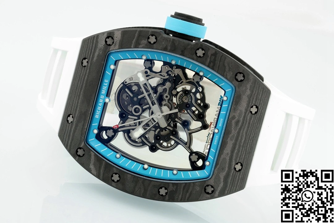 TopPick Richard Mille RM-055 APS Factory NTPT Carbon Fiber Black Case White Band Green Rehault 2413