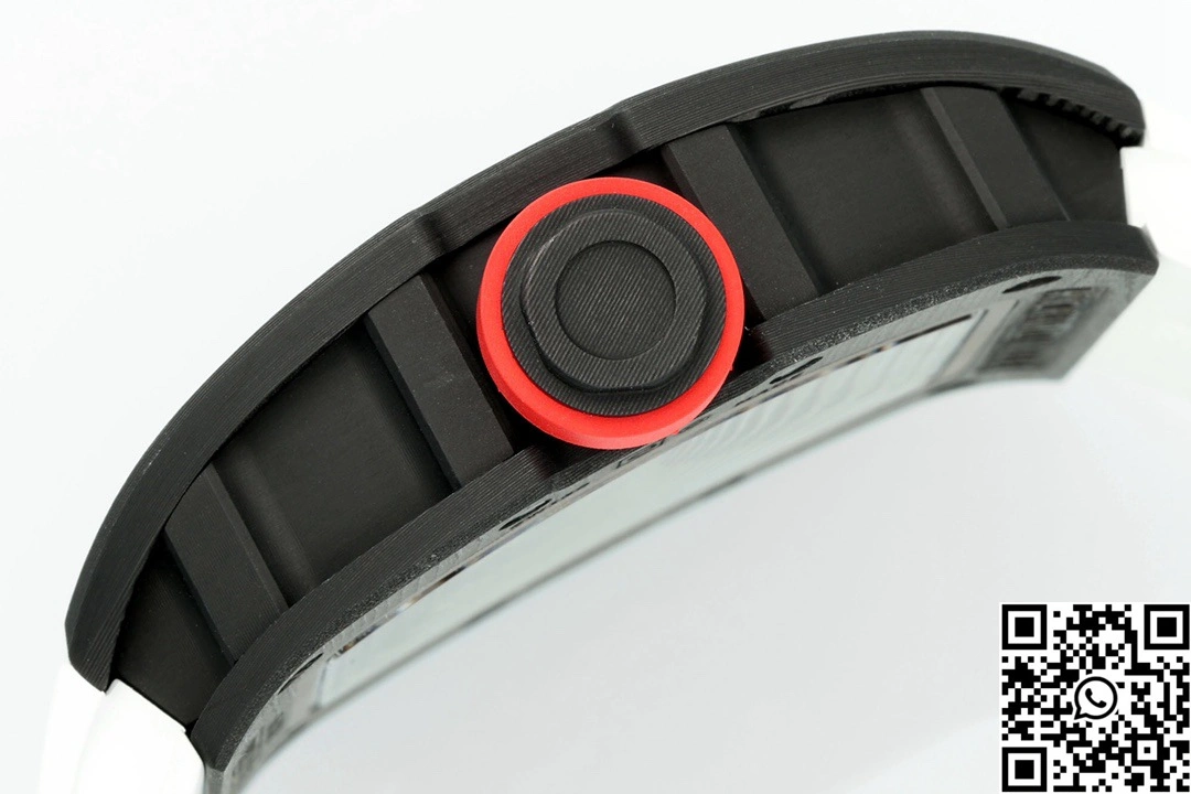 FastDry Richard Mille RM-055 APS Factory NTPT Carbon Fiber Black Case White Band Red Crown 2401