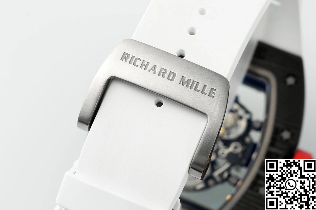FastDry Richard Mille RM-055 APS Factory NTPT Carbon Fiber Black Case White Band Red Crown 2401