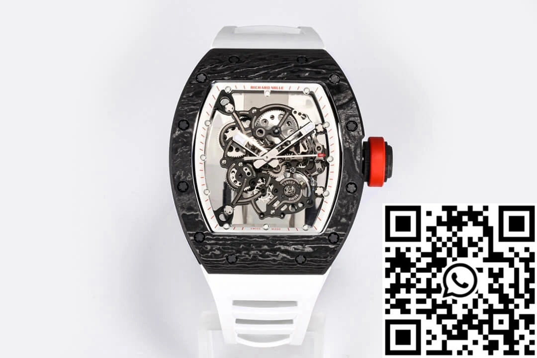 Unique Richard Mille RM-055 BBR Factory Carbon Fiber White Strap 2418