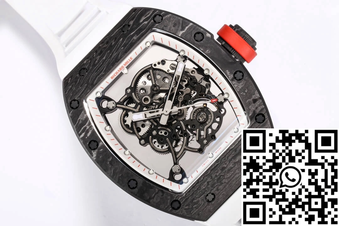 Unique Richard Mille RM-055 BBR Factory Carbon Fiber White Strap 2418