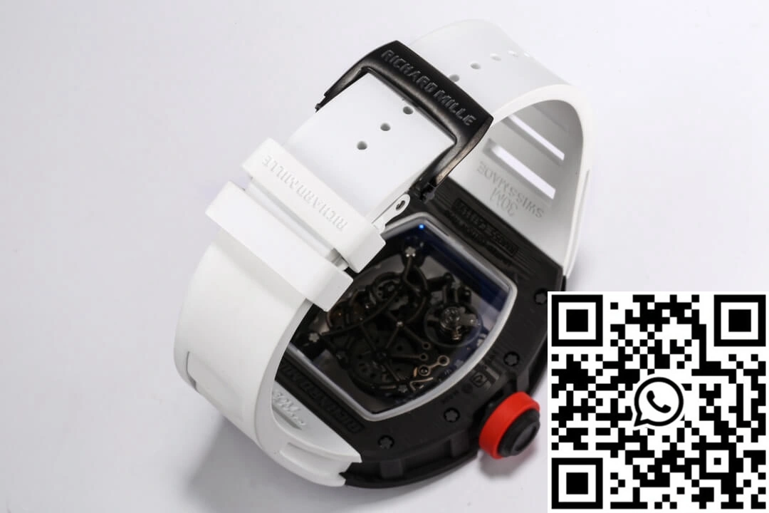 Unique Richard Mille RM-055 BBR Factory Carbon Fiber White Strap 2418