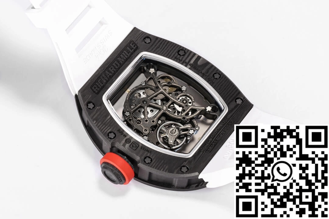 Unique Richard Mille RM-055 BBR Factory Carbon Fiber White Strap 2418