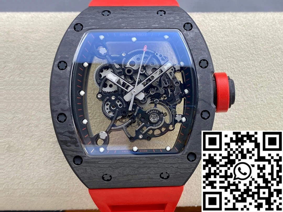 Comfortable Richard Mille RM-055 BBR Factory Red Rubber Strap 2402