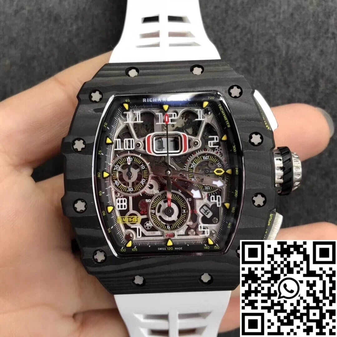 Richard Mille RM011-03 KV Factory Carbon Fiber White Strap Durable 2312