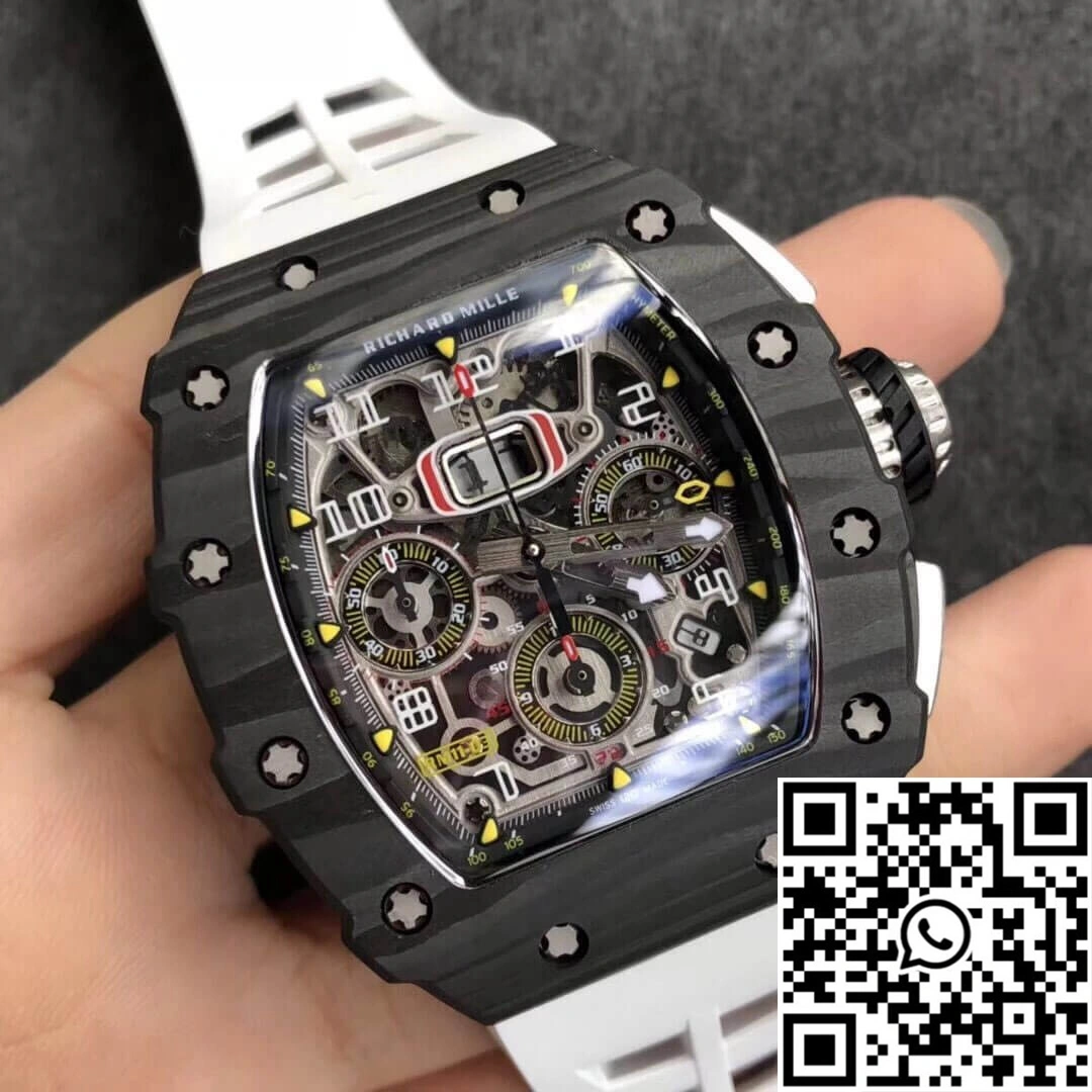 Richard Mille RM011-03 KV Factory Carbon Fiber White Strap Durable 2312