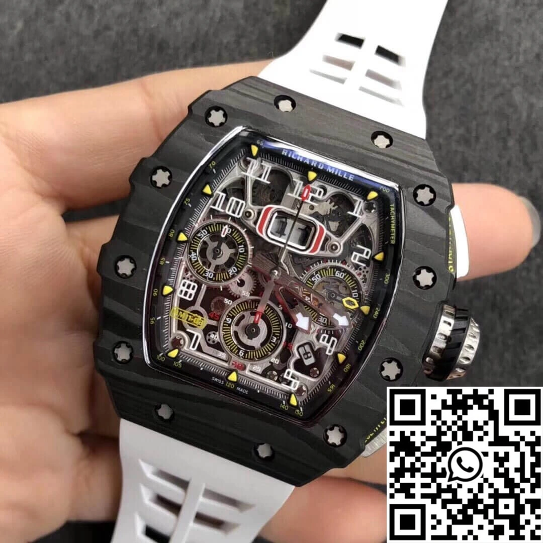 Richard Mille RM011-03 KV Factory Carbon Fiber White Strap Durable 2312