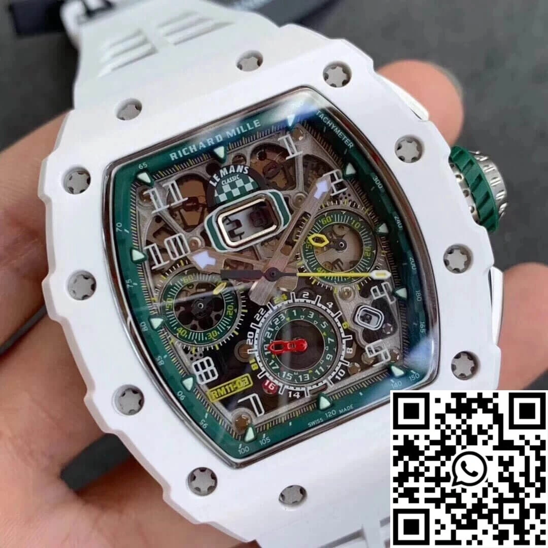 Bright Richard Mille RM011-03 KV Factory Ceramic White Strap 2308