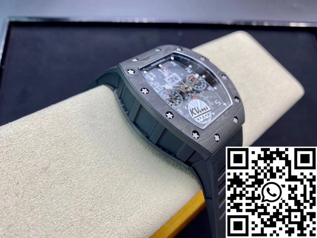 Richard Mille RM011 KV Factory Carbon Fiber Black Rubber Strap Elegant 2318