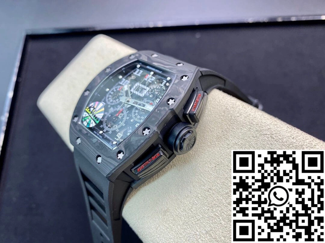 Richard Mille RM011 KV Factory Carbon Fiber Black Rubber Strap Elegant 2318