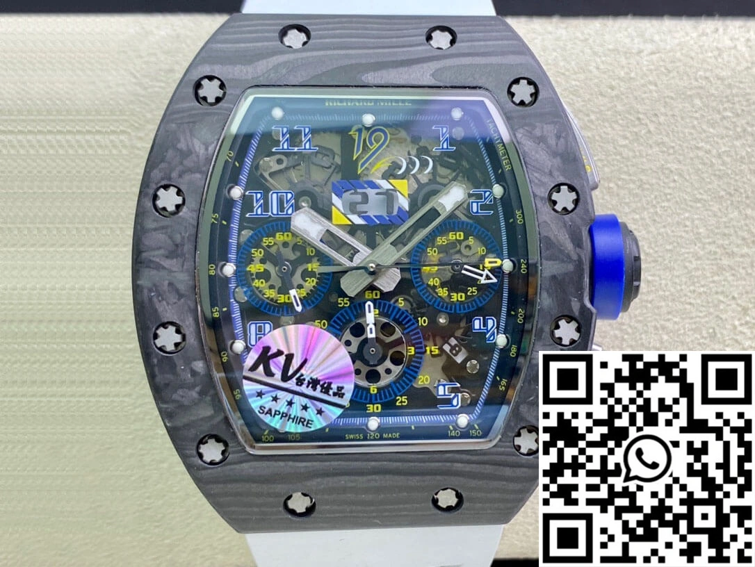GoodFit Richard Mille RM011 KV Factory Carbon Fiber White Rubber Strap 2317