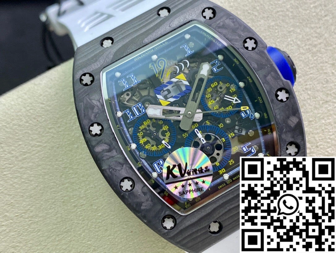 GoodFit Richard Mille RM011 KV Factory Carbon Fiber White Rubber Strap 2317