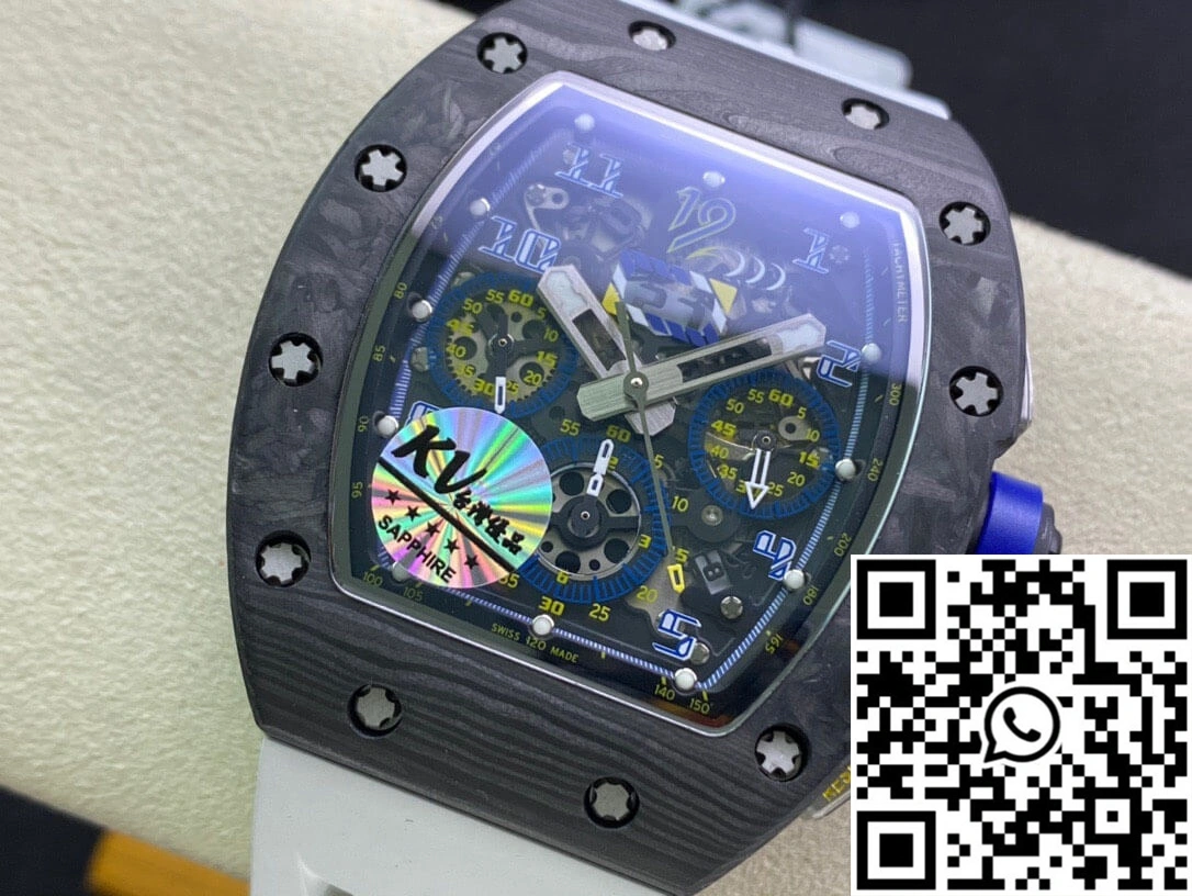 GoodFit Richard Mille RM011 KV Factory Carbon Fiber White Rubber Strap 2317