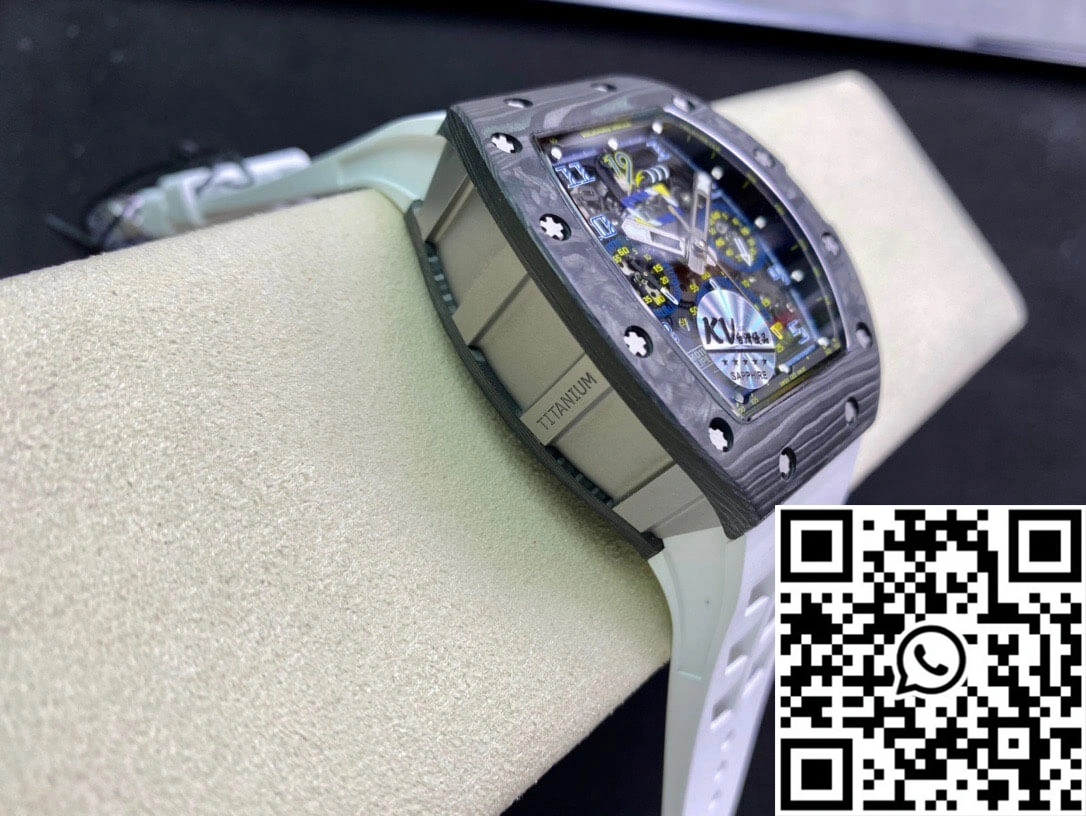 GoodFit Richard Mille RM011 KV Factory Carbon Fiber White Rubber Strap 2317