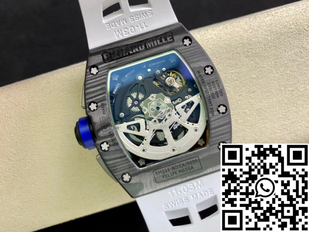 GoodFit Richard Mille RM011 KV Factory Carbon Fiber White Rubber Strap 2317