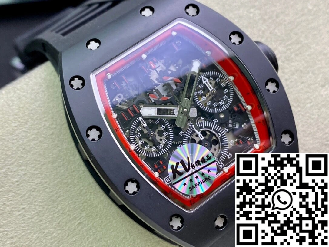 OdorResistant Richard Mille RM011 KV Factory Ceramic Black Rubber Strap 2334