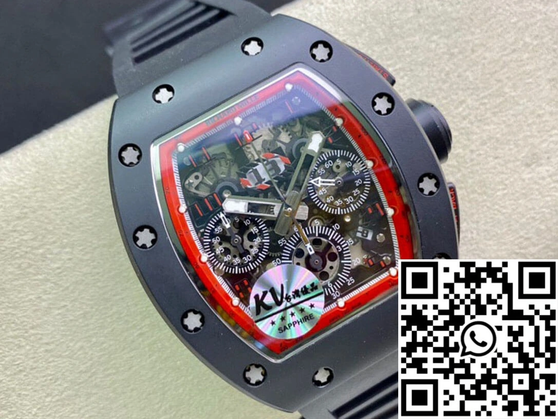 OdorResistant Richard Mille RM011 KV Factory Ceramic Black Rubber Strap 2334