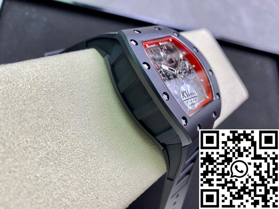 OdorResistant Richard Mille RM011 KV Factory Ceramic Black Rubber Strap 2334