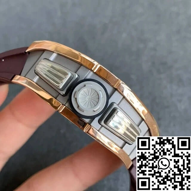 Richard Mille RM011 KV Factory Rose Gold Brown Rubber Strap RelaxedFit 2319