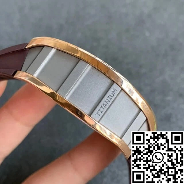 Richard Mille RM011 KV Factory Rose Gold Brown Rubber Strap RelaxedFit 2319
