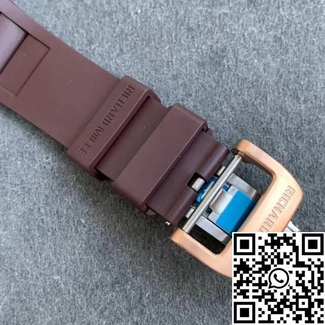 Richard Mille RM011 KV Factory Rose Gold Brown Rubber Strap RelaxedFit 2319