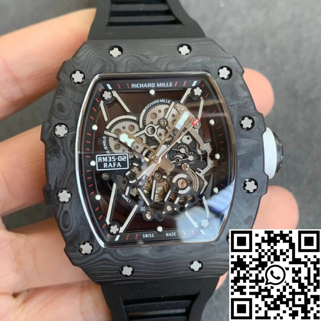 FlexibleFit Richard Mille RM035-02 KV Factory Carbon Fiber Black Rubber Strap 2484