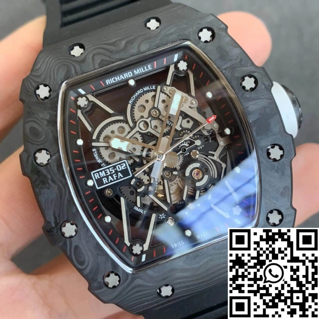 FlexibleFit Richard Mille RM035-02 KV Factory Carbon Fiber Black Rubber Strap 2484