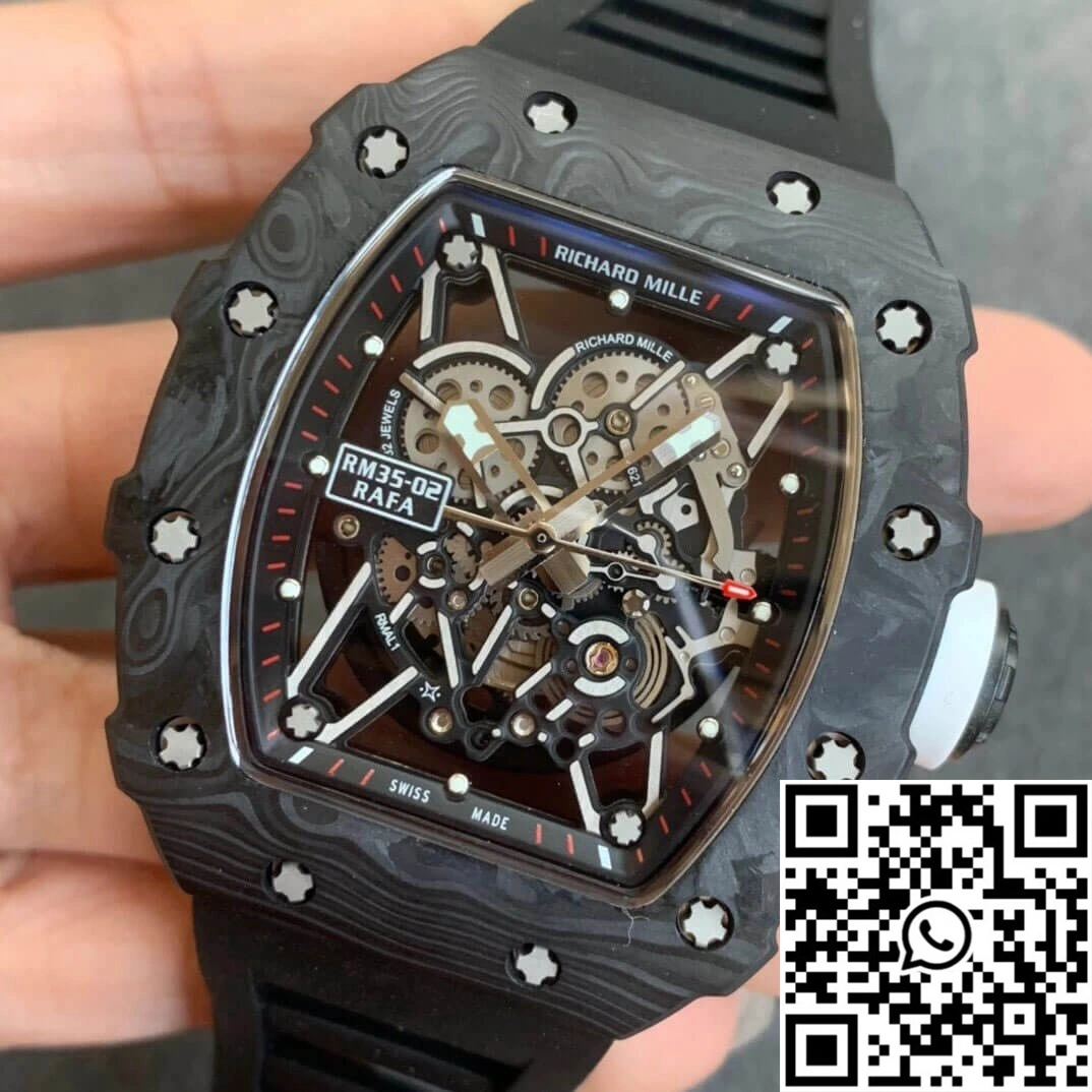 FlexibleFit Richard Mille RM035-02 KV Factory Carbon Fiber Black Rubber Strap 2484