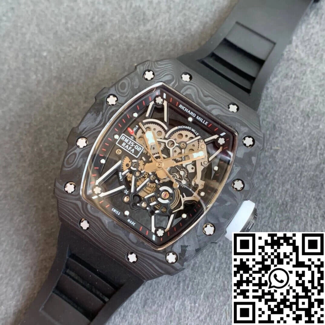 FlexibleFit Richard Mille RM035-02 KV Factory Carbon Fiber Black Rubber Strap 2484