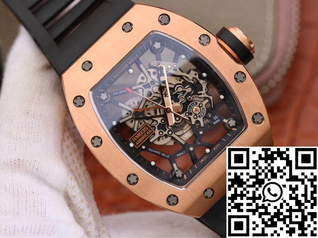 Richard Mille RM035 Americas KV Factory Rose Gold Black Strap WrinkleFree 2362