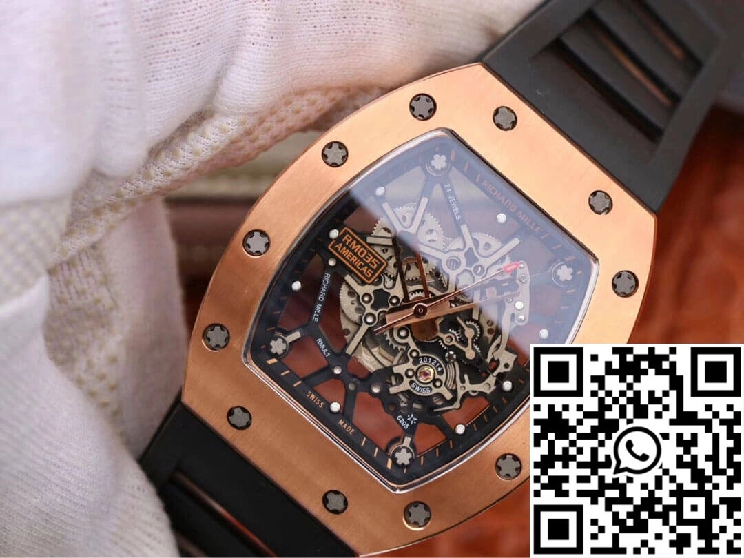 Richard Mille RM035 Americas KV Factory Rose Gold Black Strap WrinkleFree 2362