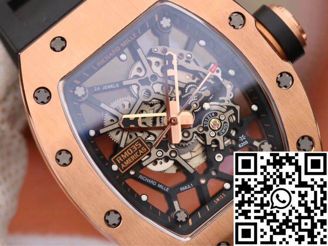 Richard Mille RM035 Americas KV Factory Rose Gold Black Strap WrinkleFree 2362