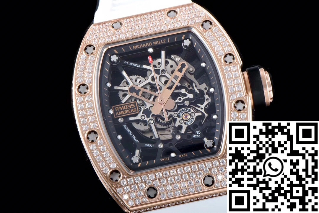Soft Richard Mille RM035 Americas KV Factory Rose Gold Diamond Case 2361