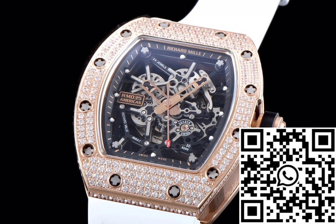 Soft Richard Mille RM035 Americas KV Factory Rose Gold Diamond Case 2361