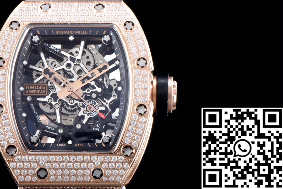 Soft Richard Mille RM035 Americas KV Factory Rose Gold Diamond Case 2361