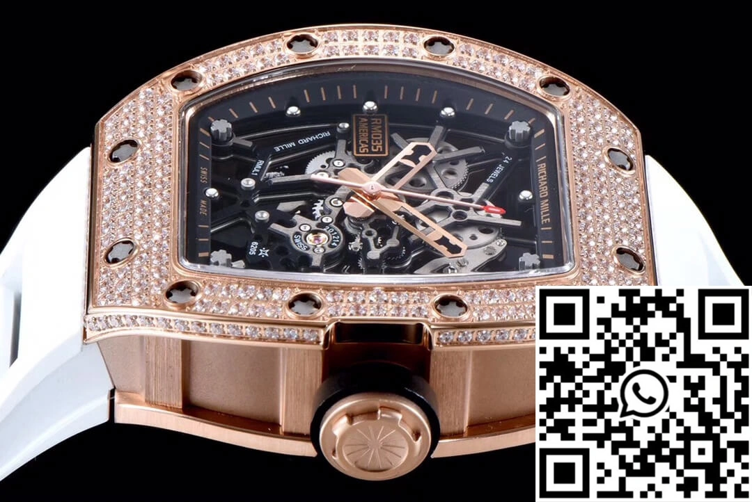 Soft Richard Mille RM035 Americas KV Factory Rose Gold Diamond Case 2361
