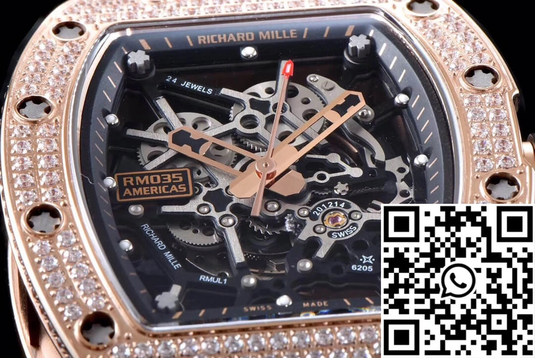 Soft Richard Mille RM035 Americas KV Factory Rose Gold Diamond Case 2361