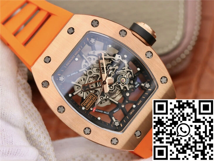 WrinkleFree Richard Mille RM035 Americas KV Factory Rose Gold Orange Strap 2368