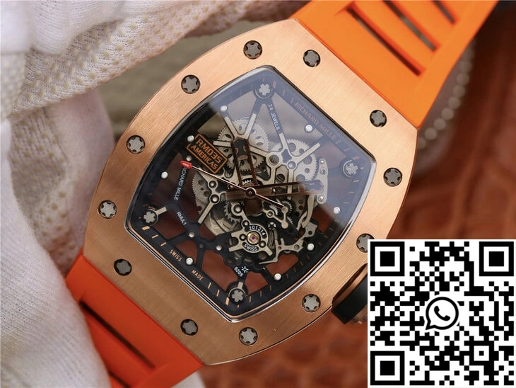 WrinkleFree Richard Mille RM035 Americas KV Factory Rose Gold Orange Strap 2368