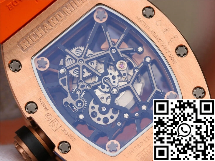 WrinkleFree Richard Mille RM035 Americas KV Factory Rose Gold Orange Strap 2368
