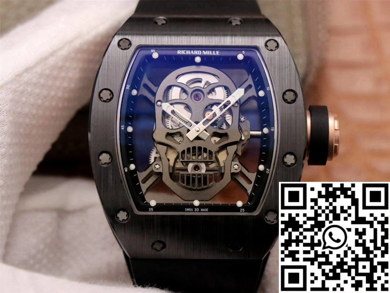 Popular Richard Mille RM052-01 ZF Factory Black Ceramic Grey Skull Dial 2381