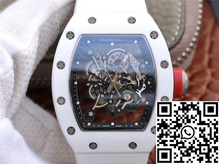 Richard Mille RM055 KV Factory Ceramic White Rubber Strap Stylish 2432